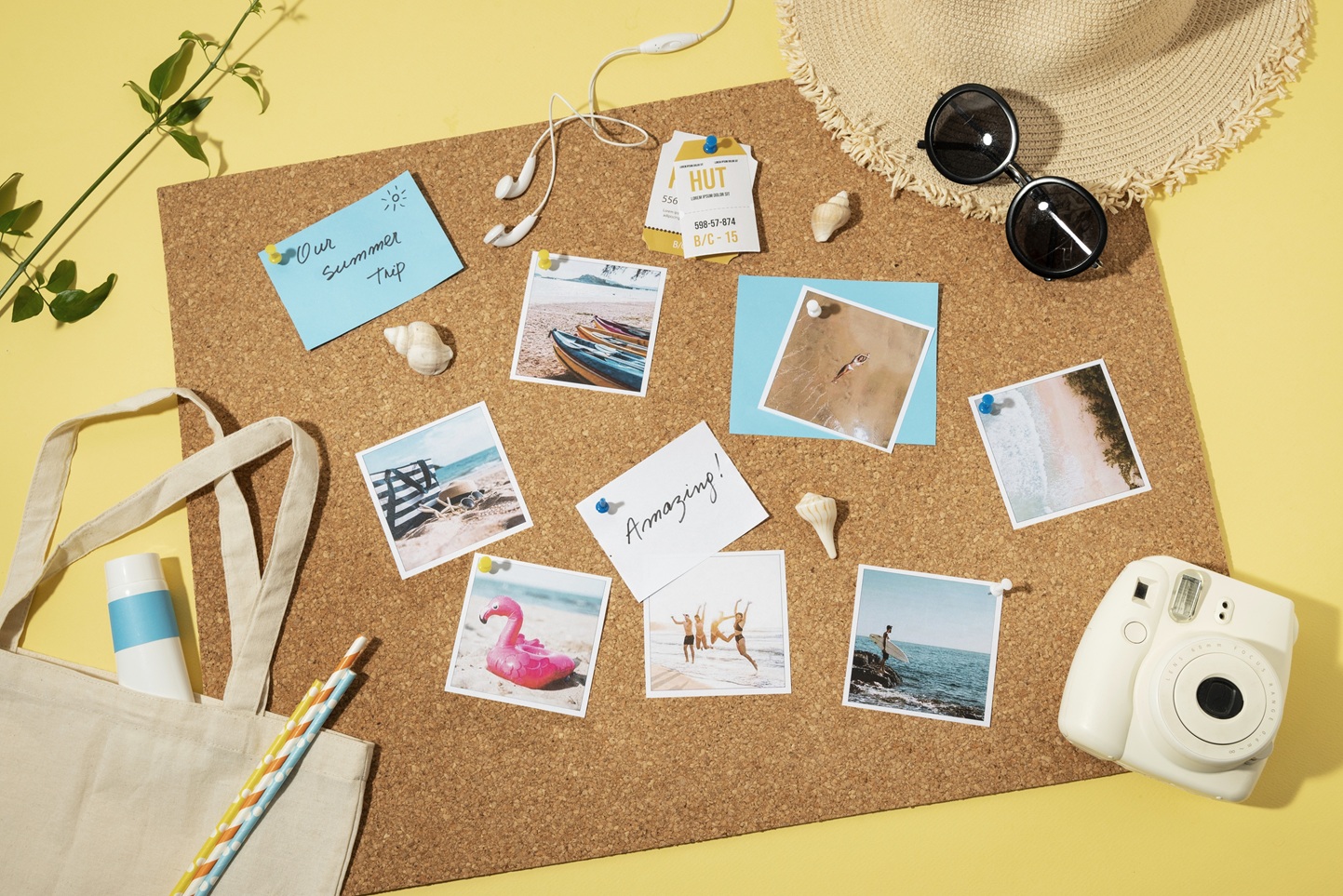 top view travel photos with adventure essentials